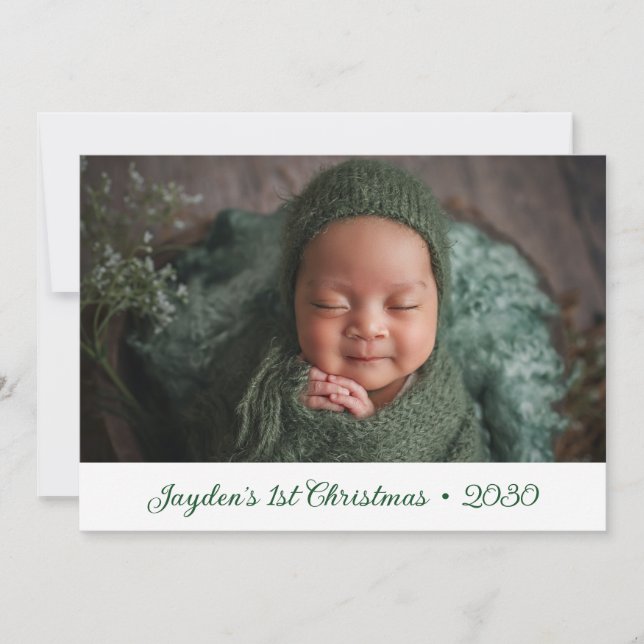 Baby's 1st Christmas Photo Holiday Card (Front)