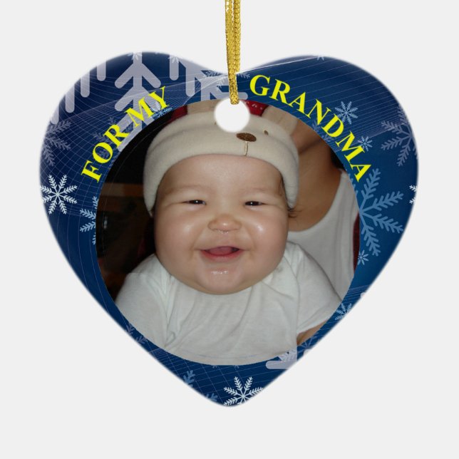 Baby's 1st Christmas Photo Keepsake For Grandma Ceramic Tree Decoration (Front)