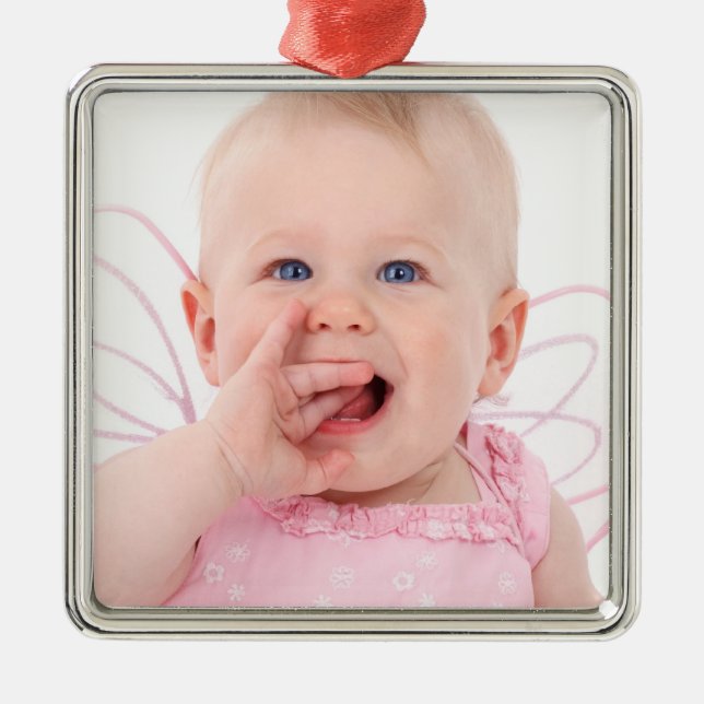 Baby's 1st Christmas Photo Metal Tree Decoration (Front)