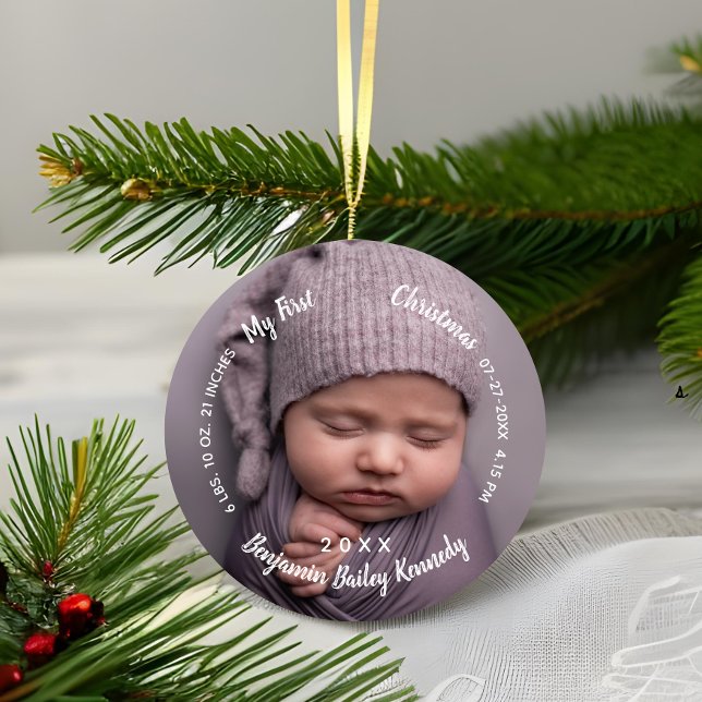 Baby's 1st Christmas Photos Birth Stats Baby name Ceramic Tree Decoration (Creator Uploaded)