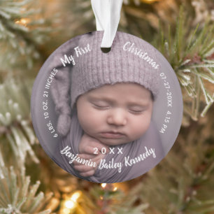 Baby's 1st Christmas Photos Birth Stats Baby name Ornament