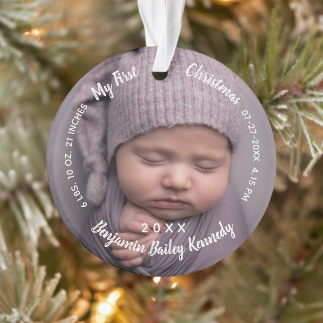 Baby's 1st Christmas Photos Birth Stats Baby name  Ornament (Tree)