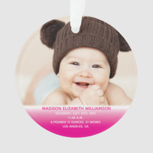 Baby's 1st Christmas Pink Baby Photo Ornament