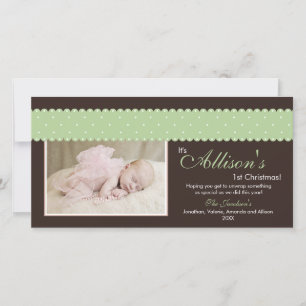 Baby's 1st Christmas Ribbon Photocard (brown) Holiday Card