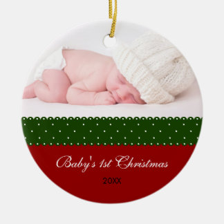 Baby's 1st Christmas - Ribbon (red) Ceramic Tree Decoration