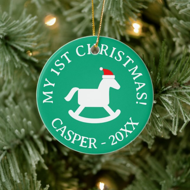Baby's 1st Christmas Santa rocking horse ornament  (Tree)