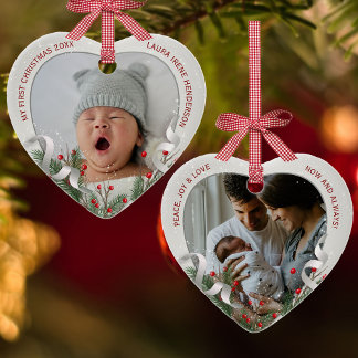 Baby's 1st Christmas Silver Frame Photo Ceramic Tree Decoration