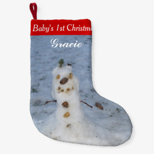 Baby's 1st Christmas Snowman Child's Name Small Christmas Stocking