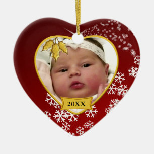 Baby's 1st Christmas Snowy Red Photo Ceramic Tree Decoration