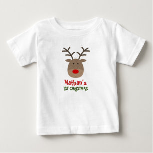 Baby's 1st Christmas t shirt with cute reindeer