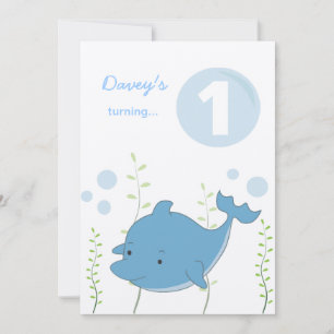 Baby's 1st Dolphin Under the Sea Birthday Invite