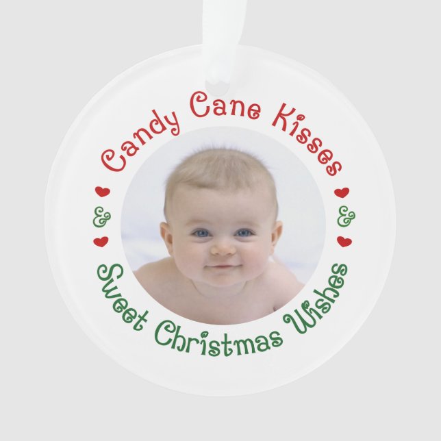 Baby's 1st First Christmas Photo Gift Ornament (Front)