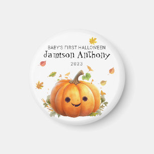 Babys 1st Halloween Cute Pumpkin & Leaves Magnet