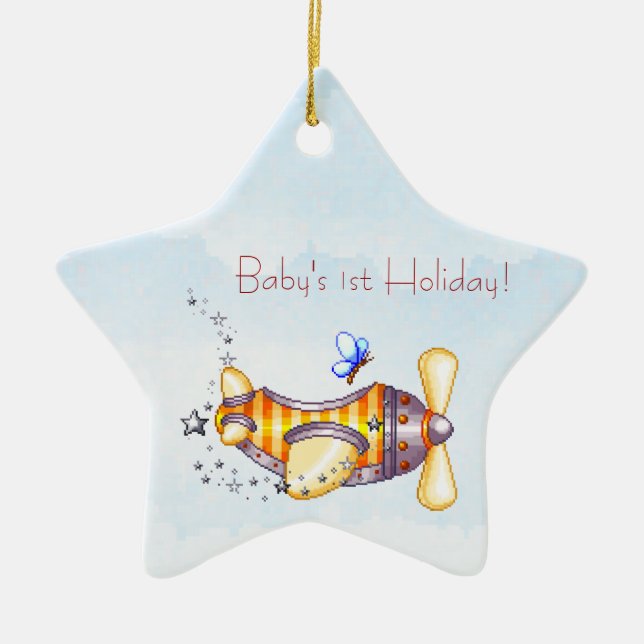 Baby's 1st Holiday Plane Ornament (Front)