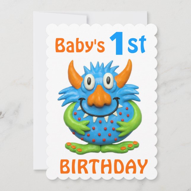 Baby's 1st Monster Birthday Party Invitation (Front)