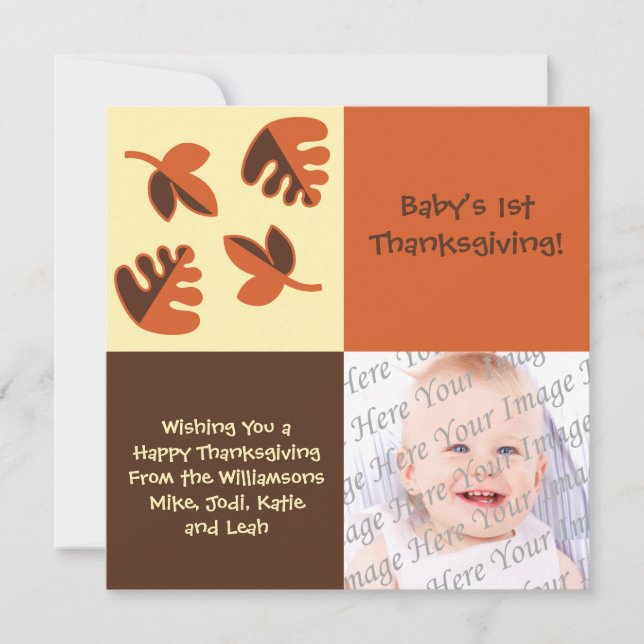 Baby's 1st Thanksgiving Flat Photo Greeting Card (Front)