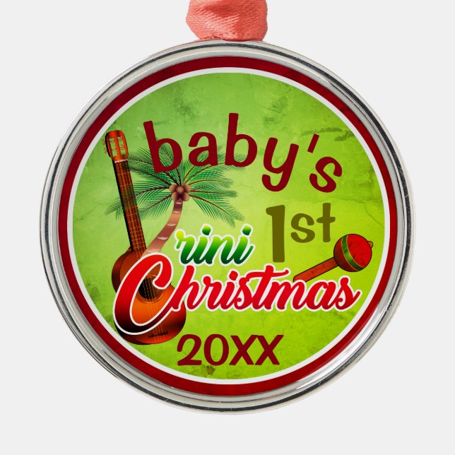 Baby's 1st Trini Christmas Metal Tree Decoration (Front)