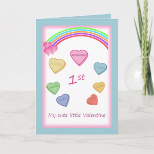 Baby's 1st Valentine - Love hearts and rainbow Holiday Card