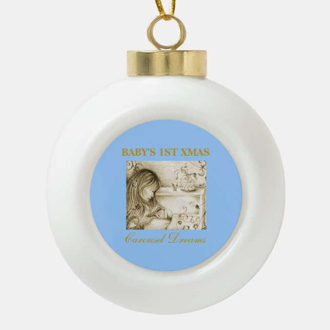 Baby's 1st Xmas Blue Ceramic Ornament (Front)