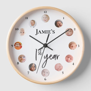 Baby's 1st year 12 month custom photos clock