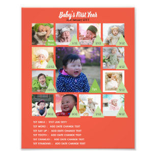 BABYS 1st YEAR PHOTO COLLAGE 8x12 $5 or less! Print