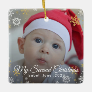 Baby's 2nd Christmas Red Snowflake Ornament