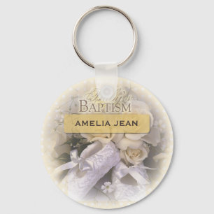 Baby's Baptism Neutral, Custom, Personalize, Ameli Key Ring