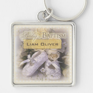 Baby's Baptism Neutral , Customisable Name, Key Ring