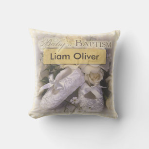 Baby's Baptism Neutral, Customisable Name, Liam Cushion