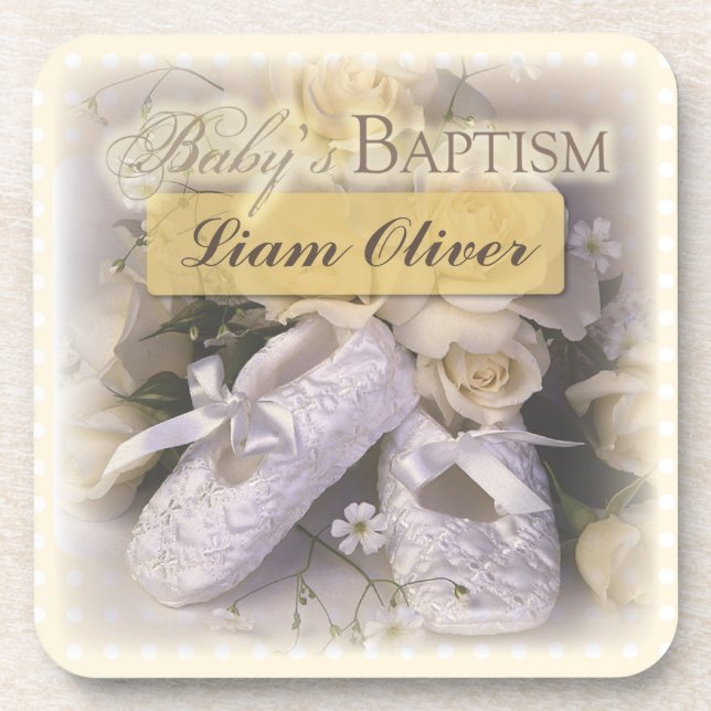 Baby's Baptism Neutral, Customizable Name, Liam Coaster (Front)