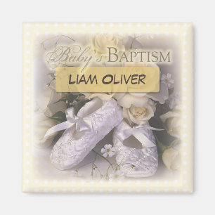 Baby's Baptism Neutral, Customizable Name, Liam Magnet