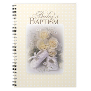 Baby's Baptism Neutral, Customizable Name, Liam Notebook