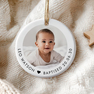 Baby's Baptism Photo Keepsake Ceramic Tree Decoration
