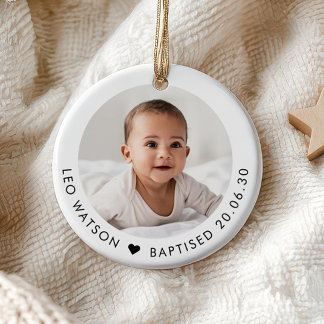 Baby's Baptism Photo Keepsake Ceramic Tree Decoration