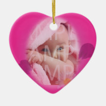 Baby's birth record Christmas ornament. pink