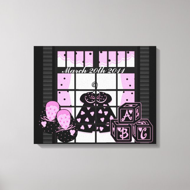 Baby's Birthdate Wrapped Canvas (Front)