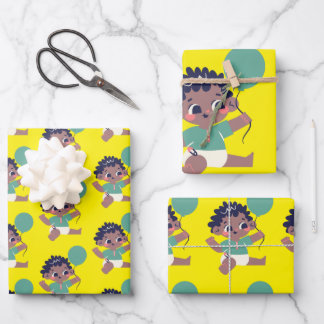 Baby's Birthday (African American)  Wrapping Paper Sheet