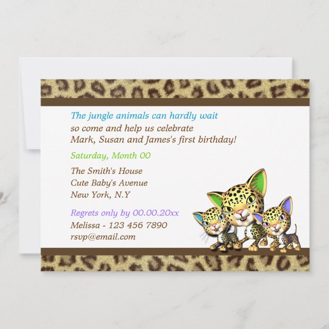 Baby's birthday jungle safari invitation (Front)