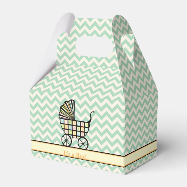 Baby's Blocks Stroller Baby Shower Favour Box (Front Side)