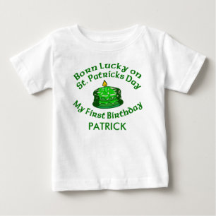Baby's Born on St. Patricks Day Customisable Baby T-Shirt