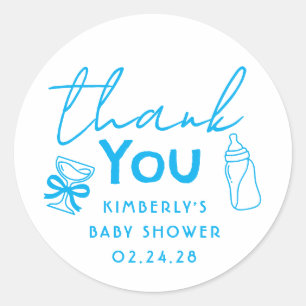 Baby's Bottle and Champagne Funny Thank You Classic Round Sticker