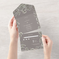 Baby's Breath Amethyst Green Wedding RSVP