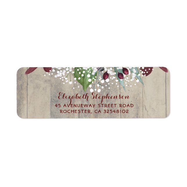 Baby's Breath and Burgundy Flowers Rustic (Front)
