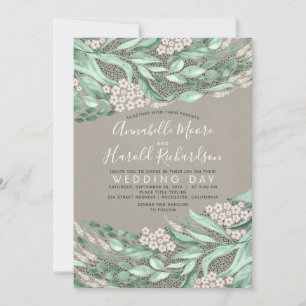 Baby's Breath and Greenery Elegant Rustic Wedding Invitation