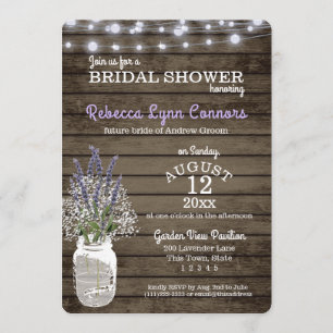 Baby's Breath and Lavender Rustic Bridal Shower Invitation