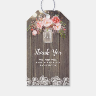 Baby's Breath and Pink Flowers Rustic Wedding Gift Tags