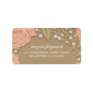 Baby's Breath and Pink Roses Wedding Label