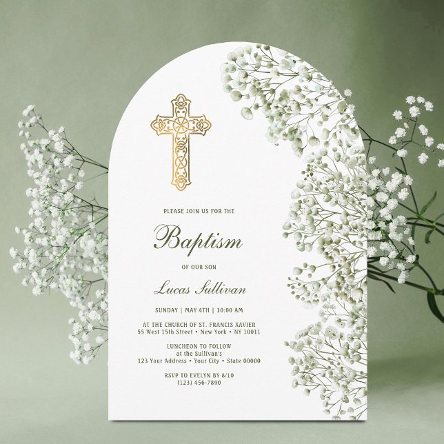 Baby's Breath Arch Baptism Invitation (Creator Uploaded)