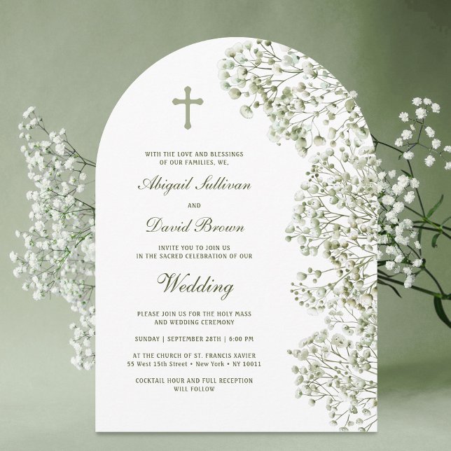 Baby's Breath Arch Religious Wedding Invitation (Creator Uploaded)