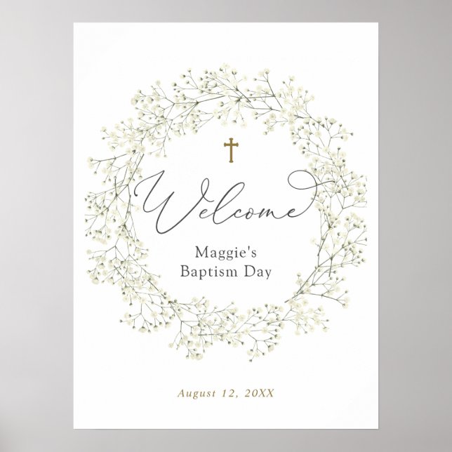 Baby's Breath Baptism or Communion Welcome Poster (Front)